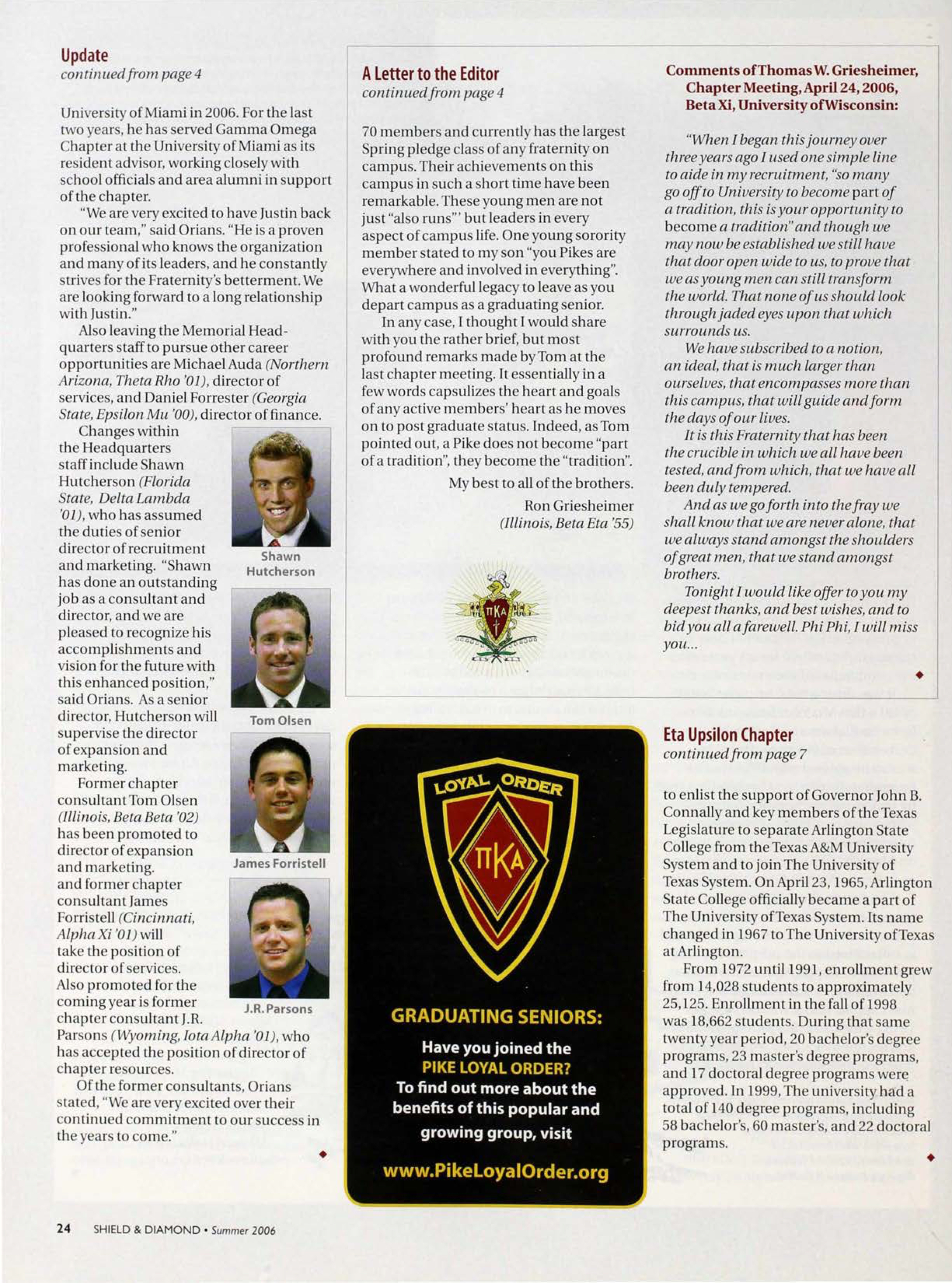 Update, Continued, Summer 2006